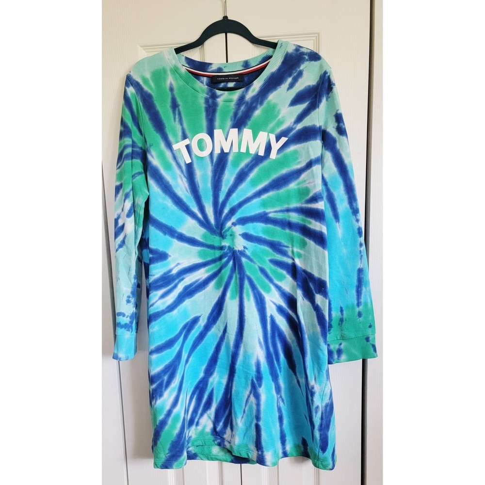 Tommy Hilfiger L Tie Dye Sweatshirt‎ Dress Long Sleeve Casual Comfy Cotton Large - Picture 5 of 12